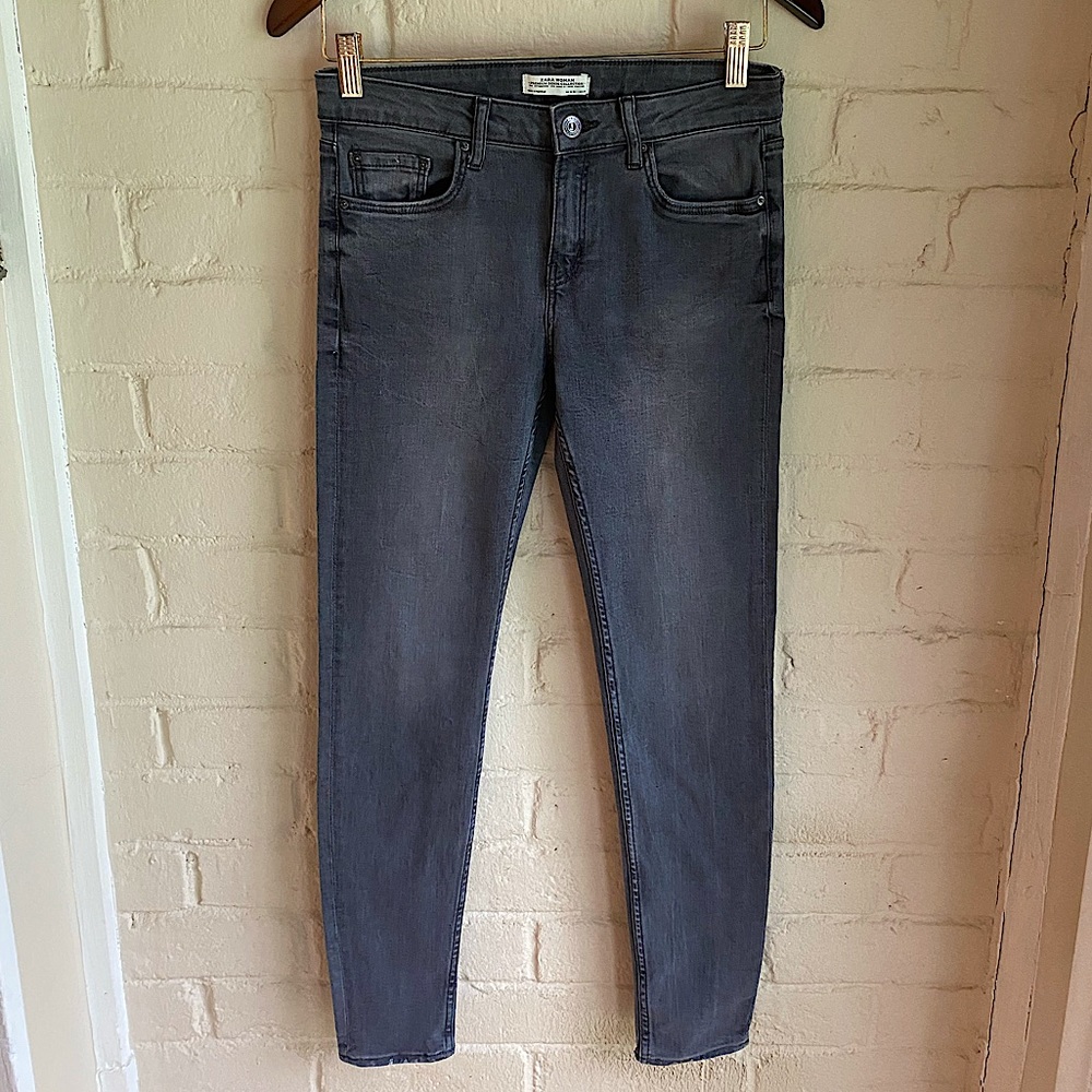 Zara Woman size 4 gray skinny stretch boho denim casual jeans